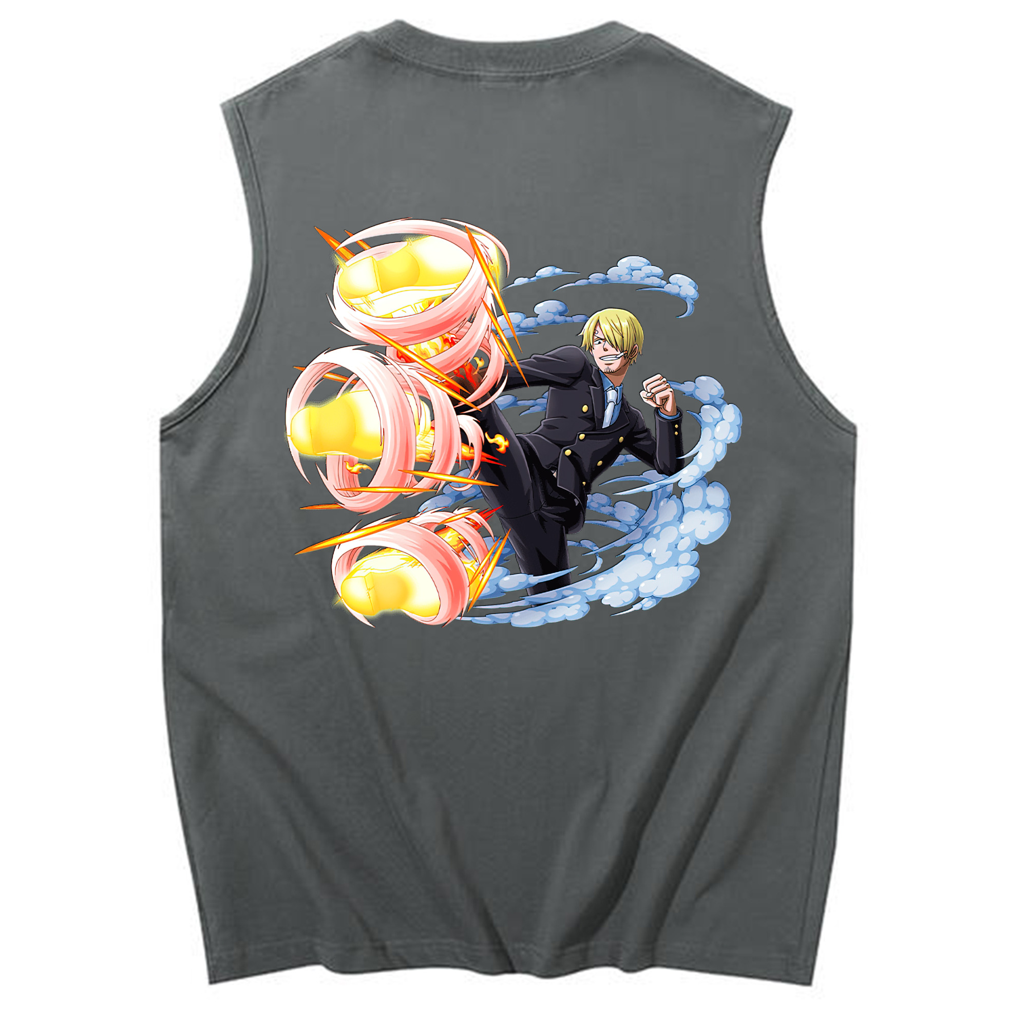 （画像用） ワンピース サンジ ONE PIECE Sanji コットン100％タンクトップ（背面プリント）